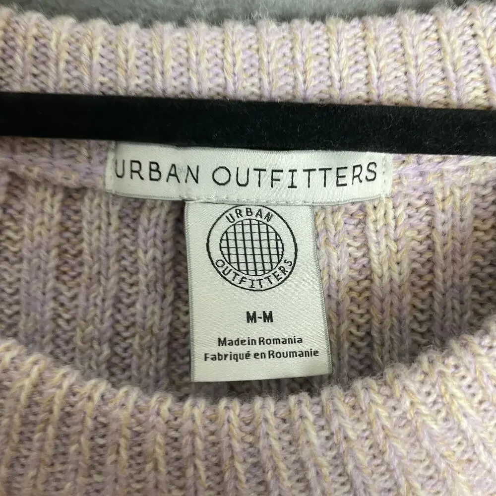 Urban Outfitters Sweater Womens Medium Purple Cropped Ribbed Knit Pullover Soft